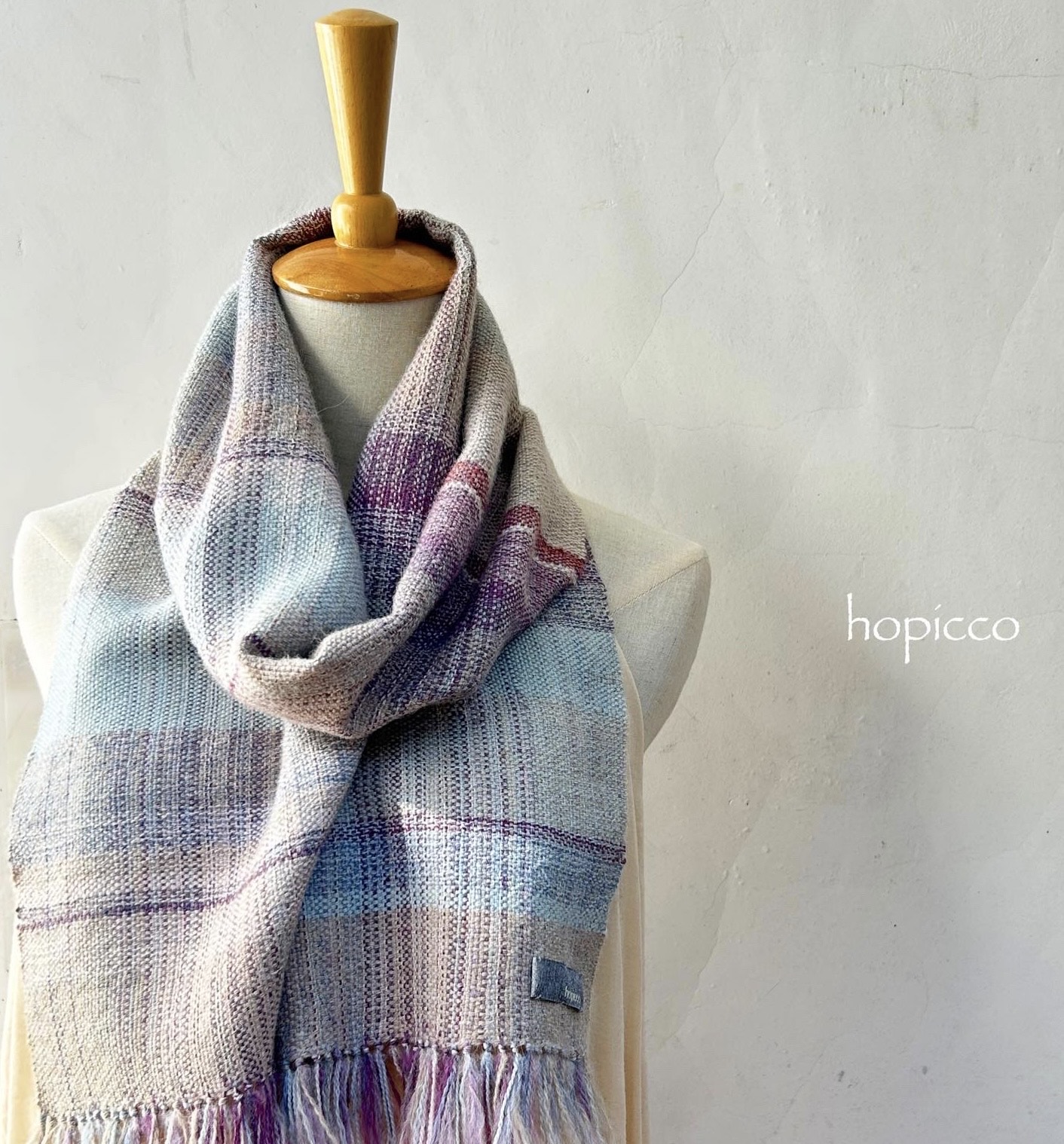 ストール（ベビーアルパカ）40cm×180cm 淡水色グレー系 合同会社工藝舎 奈良県 奈良市 なら 100-020