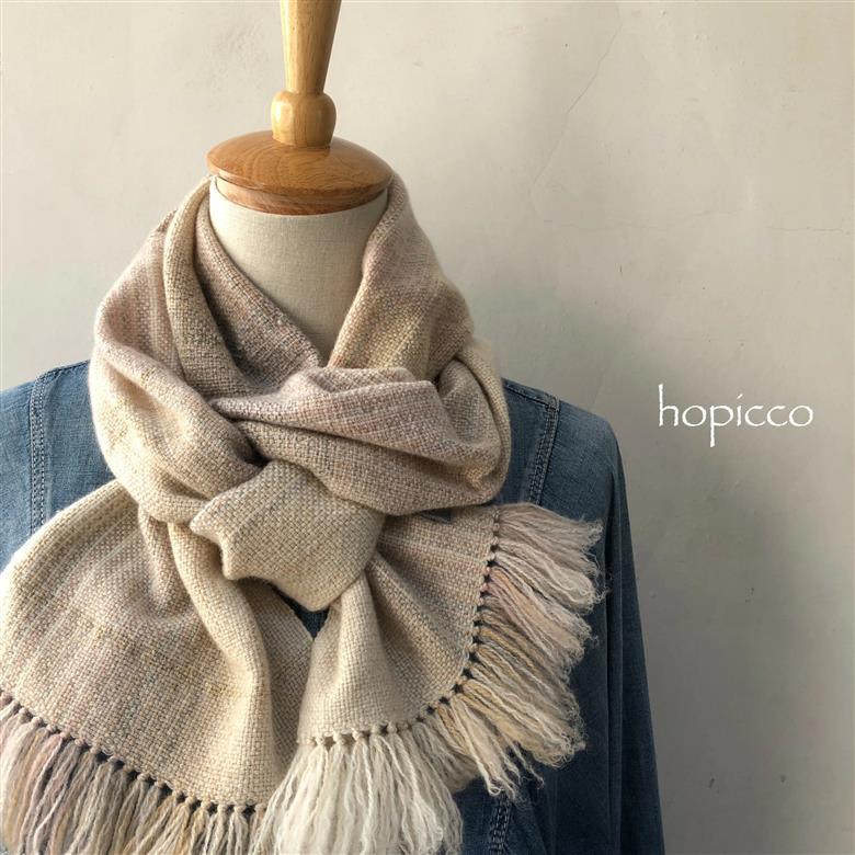 ストール（ベビーアルパカ）60cm×200cm 白ベージュ系 合同会社工藝舎 奈良県 奈良市 なら 150-009