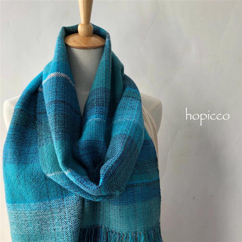 ストール（カシミヤ）60cm×200cm 青緑系 合同会社工藝舎 奈良県 奈良市 なら 195-004