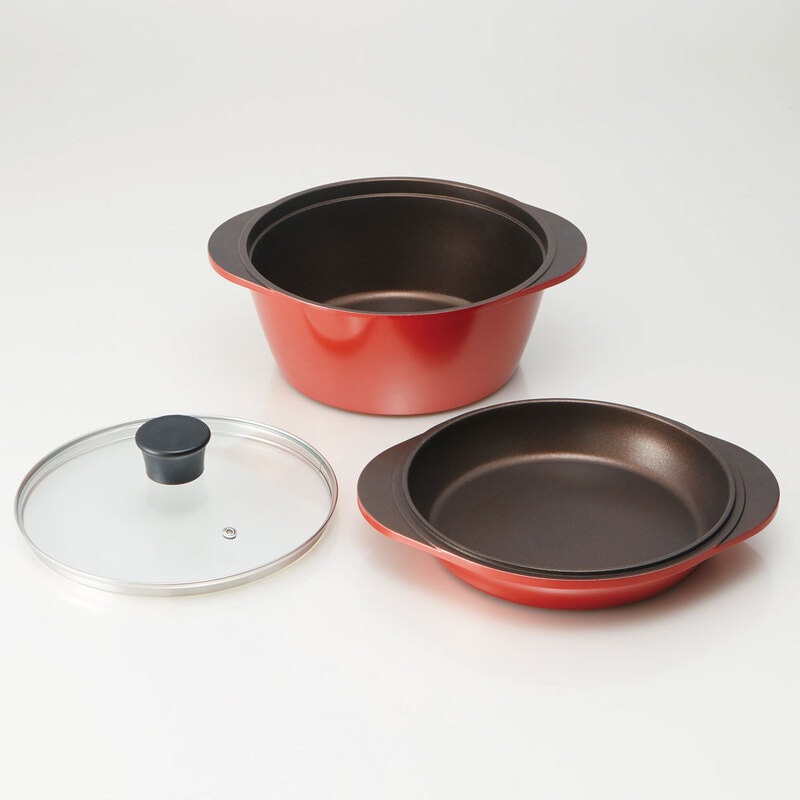 水なし万能鍋 水無万能鍋 無水鍋 IH対応 ホーロー製 軽量 グルメレシピ付 ダイヤモンドコーティング 鍋セット〈スケーター株式会社〉 28935-4-ANWP1 奈良県 奈良市 なら 30-047