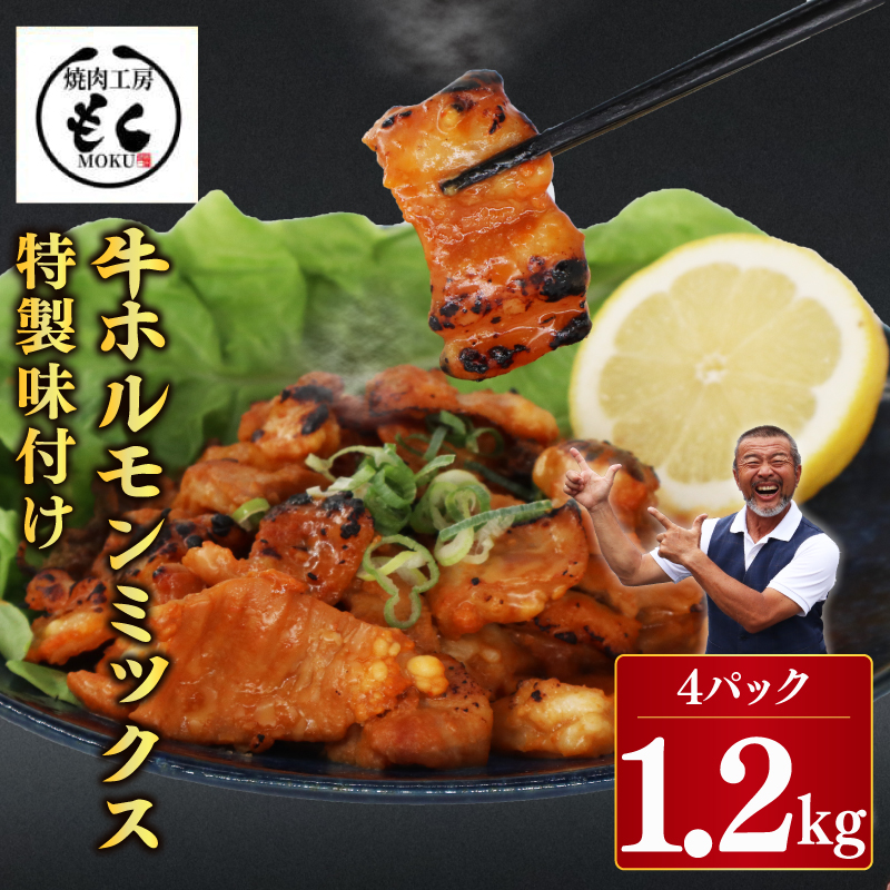 牛ホルモンMIX 1.2kg 焼肉工房もく 9-020