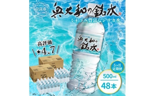 【定期便5ヶ月】奥大和の銘水　500ml×48本（1箱24本入り×2箱）×5ヶ月 F-80