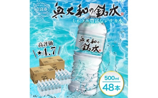 【最短3日発送】奥大和の銘水（月ヶ瀬の水）『500ml×48本セット』シリカ水 軟水 賞味期限2年 長期間保存可能 美味しい水 飲料水 みず ミネラル 美容 備蓄 防災 長期保存 長期保存用 ミネラルウオーター 500ml 以上の返礼品 奈良県 奈良市 I-98