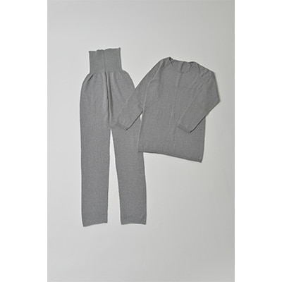 日本製 オーガニックコットン インナーウェア 腹巻パンツ 上下セット グレー (883-615)