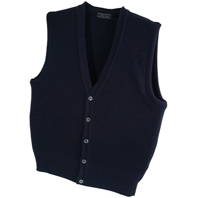 無地 メンズニット オープンベスト クロ L寸 15220