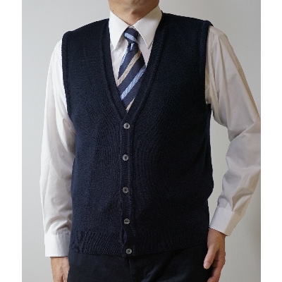 無地 メンズニット オープンベスト コン L寸 15220