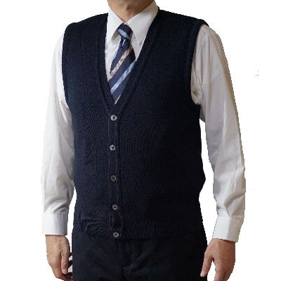無地 メンズニット オープンベスト コン S寸 15220
