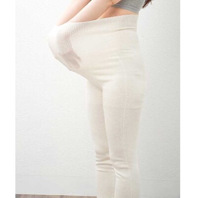 日本製 シルク あったか レギンス 9分丈 腹巻きパンツ 無縫製 白 (637-7549)