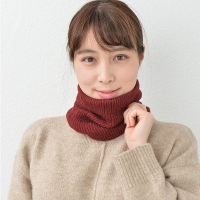 日本製 ネックウォーマー 内側 シルク ネックカバー ボルドー (3920-7498)