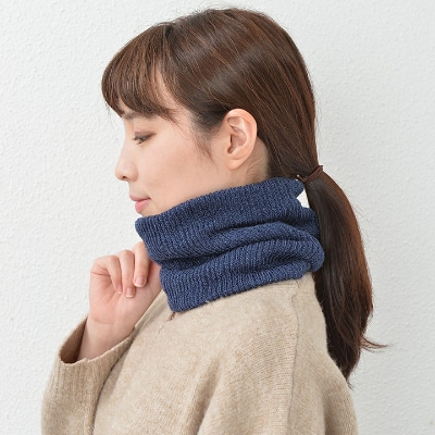 日本製 ネックウォーマー 内側 シルク ネックカバー インク (3920-7499)