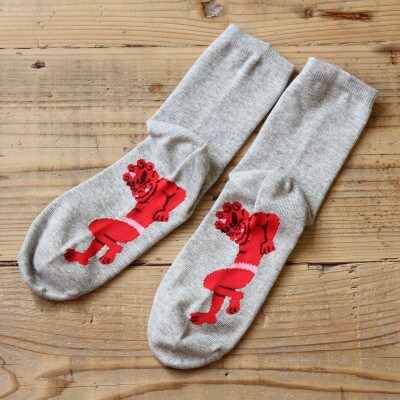 仏下-ぶつした-邪鬼ソックスMサイズ・グレー