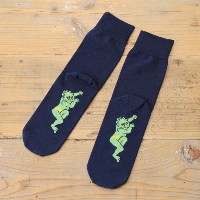 仏下-ぶつした-邪鬼ソックスLサイズ・ネイビー【配送不可地域：離島】