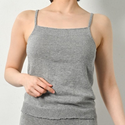 日本製 オーガニックコットン ゆるふわ キャミ M-L 無縫製 グレー(6662-7620)
