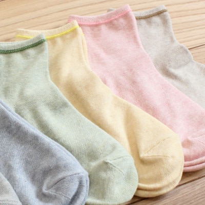 裏返しオーガニックコットンボタニカルダイソックス(ストロベリー)2足セット/NSGK23-21