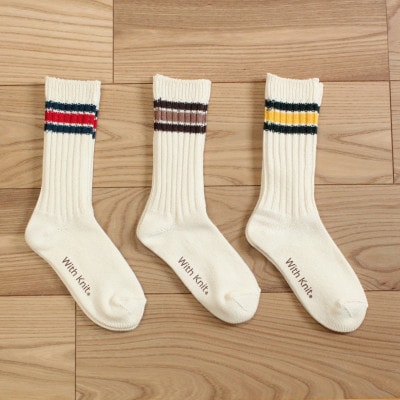 裏返しローゲージリブコットンソックス(レッド・M)1足/NSGK23-15-2