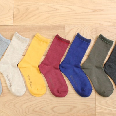 裏返し3層編みウールコットンソックス(エンジ・M)1足/NSGK23-18