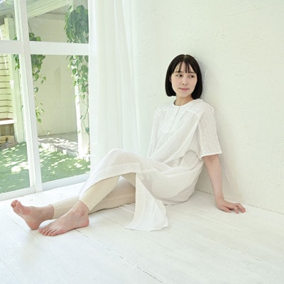 日本製 オーガニックコットン ゆるふわレギンス 無縫製 生成 (6646-7752)