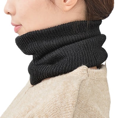 日本製 ネックウォーマー 内側 シルク ネックカバー チャコール (3920-7497)