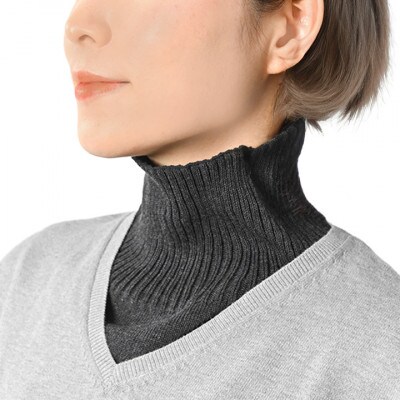 日本製 オーガニックコットン ネックウォーマー ( つけ襟 ) チャコール(6650-7372)