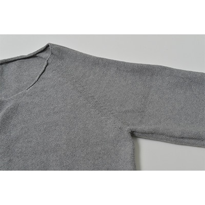 日本製 オーガニックコットン インナー 天然繊維 無縫製 8分袖 グレー (883-7220)