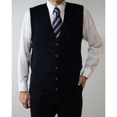 無地 メンズニット オープンベスト コン L寸 15220