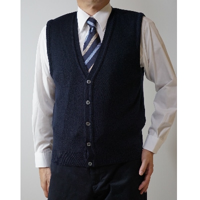 無地 メンズニット オープンベスト コン LL寸 15220