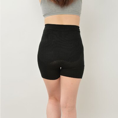 日本製 シルク 腹巻パンツ 1分丈 無縫製 天然繊維 タグフリー ブラック (611-7526)