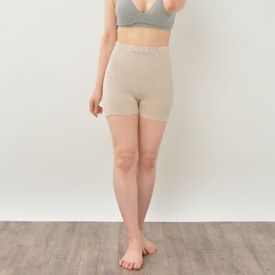 日本製 シルク 腹巻パンツ 1分丈 無縫製 天然繊維 タグフリー グレージュ (611-7528)