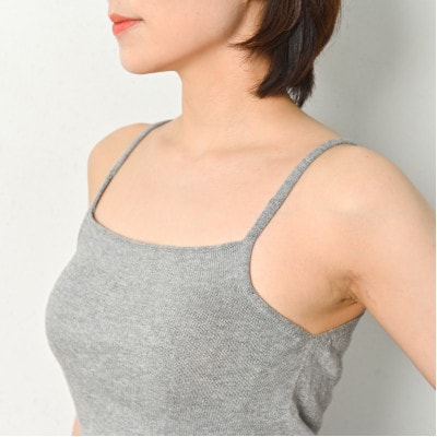 日本製 オーガニックコットン ゆるふわ キャミ S-M ( 無縫製 ) グレー(6661-7355)
