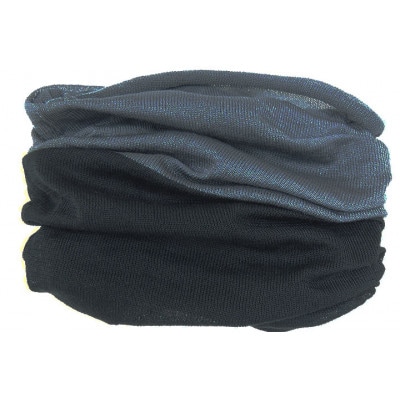 日本製 シルク100% スヌード 耳穴付4穴 【ブラック＆チャコール】 (743-7760)