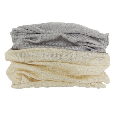 日本製 シルク100% スヌード  耳穴付4穴 【エクリュ＆ライトグレー】 (743-7762)