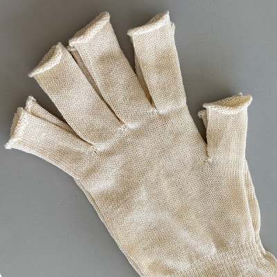 日本製 オーガニックコットン ハーフ手袋 【生成】(971-7662)