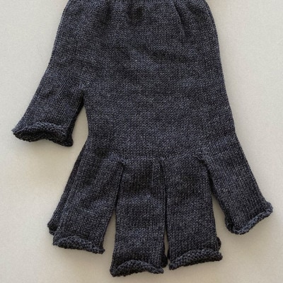 日本製 オーガニックコットン ハーフ手袋 【チャコール】(971-7661)