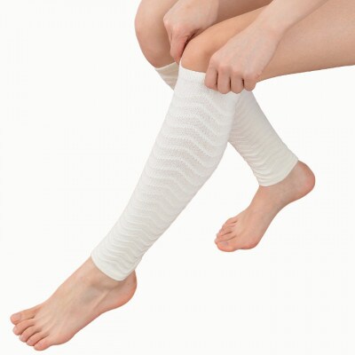 日本製 シルク 手もみ レッグウォーマー スッキリ ふくらはぎ 白 (21005-3329)