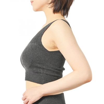 日本製 オーガニックコットン ゆったりブラ (パット付) 無縫製 グレー (6681-S7363)