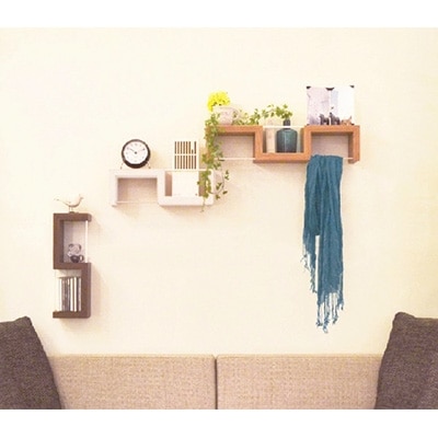 木製壁面収納「ジグラック」Wタイプ・ホワイト【配送不可地域：離島】