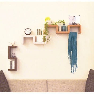 木製壁面収納「ジグラック」Wタイプ・ウォールナット【配送不可地域：離島】