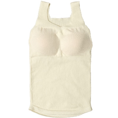 日本製 シルク ニット キャミソール 無縫製 お肌よろこぶ (パット付) 白 (771-7529)