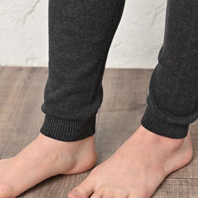 日本製 オーガニックコットン レギンスパンツ 天然繊維 無縫製 チャコール (617-7547)