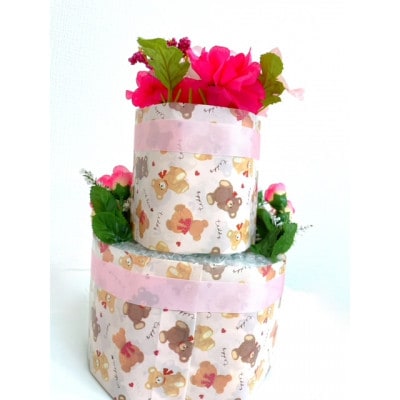 おむつケーキ 2段(ピンク)