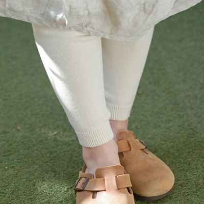 日本製 オーガニックコットン レギンスパンツ 天然繊維 無縫製 生成 (617-7109)