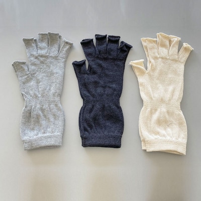 日本製 オーガニックコットン ハーフ手袋 【グレー】(971-7660)