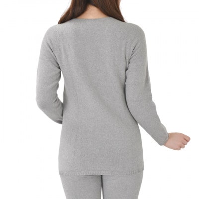 日本製 オーガニックコットン インナー 天然繊維 無縫製 8分袖 グレー (883-7220)