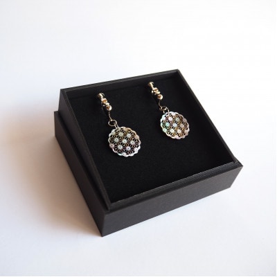 黒蝶貝のレース彫刻「麻」イヤリング