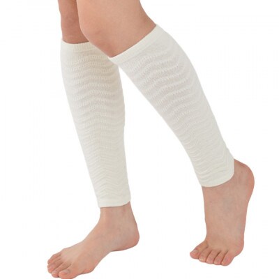 日本製 シルク 手もみ レッグウォーマー スッキリ ふくらはぎ 白 (21005-3329)