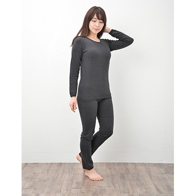 日本製 オーガニックコットン インナーウェア 腹巻パンツ 上下セット チャコール (883-615)