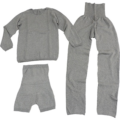 日本製 オーガニックコットン インナー 腹巻パンツ 温活セット グレー (883-615-610)