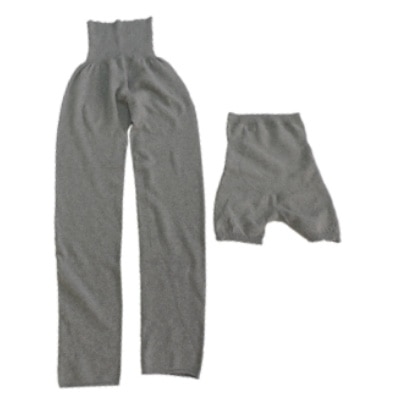 日本製 オーガニックコットン ルームパンツ ＆ 腹巻パンツ 1分丈 セット グレー(615-610)