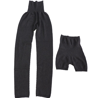 日本製 オーガニックコットンルームパンツ ＆ 腹巻パンツ 1分丈  チャコール (615-610)