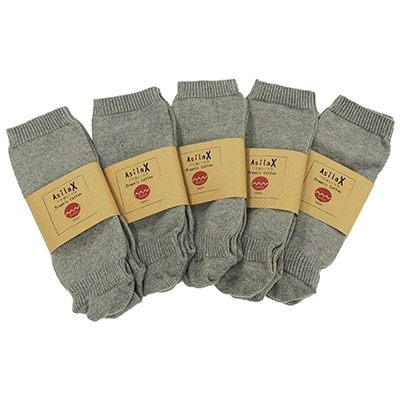日本製 オーガニックコットン 不思議な 5本指靴下 同色5足セット グレー (4200-7158p5
